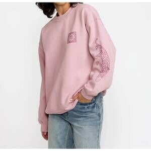 NEW RVCA women's baggie boyfriend crew sweater in llc-lush lilac